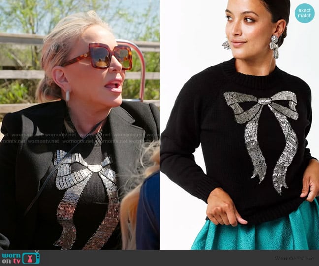 Mestiza Delilah Bow Sweater worn by Shannon Beador on The Real Housewives of Orange County
