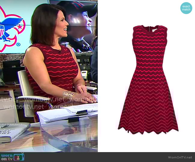 Milly Patterned Burgundy Dress worn by Dana Jacobson on CBS Mornings