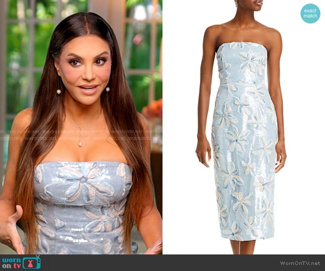 Milly Strapless Sequin Floral Dress worn by Adriana de Moura (Adriana de Moura) on The Real Housewives of Miami
