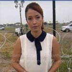 Mireya Villarreal’s white top with contrast collar and tie on CBS Mornings