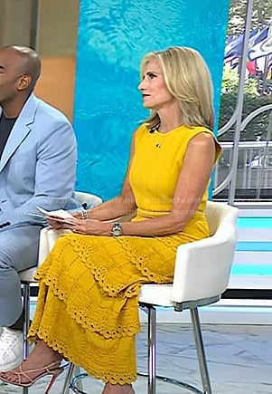 Misty Belles’s yellow crochet tiered midi dress on Today