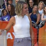 Dylan’s white top and tweed mini skirt on Today