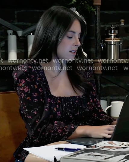 Molly's black floral top on General Hospital