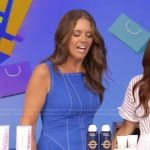 Monica Mangin’s blue contrast stitch dress on Live with Kelly and Mark