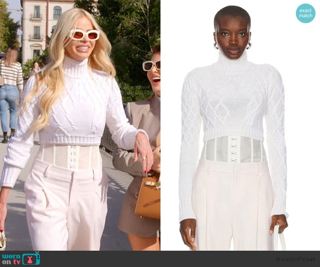 Monse Cropped Cable Sweater worn by Alexia Echevarria (Alexia Echevarria) on The Real Housewives of Miami