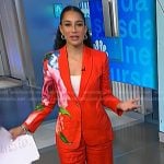 Morgan’s red floral blazer and pants on NBC News Daily