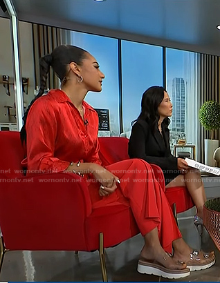 Morgan's clear slide sandals on NBC News Daily