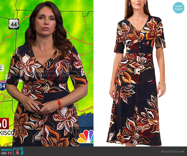 MSK Printed Button-Front Midi Dress worn by Maria Larosa on Today