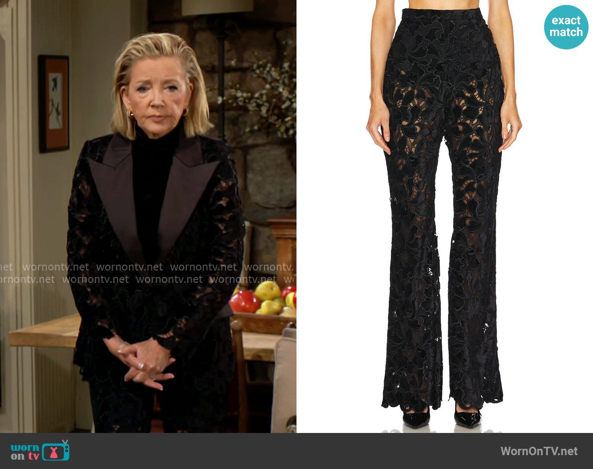 Nadine Merabi Floral Valia Trousers worn by Nikki Reed Newman (Melody Thomas-Scott) on The Young and the Restless