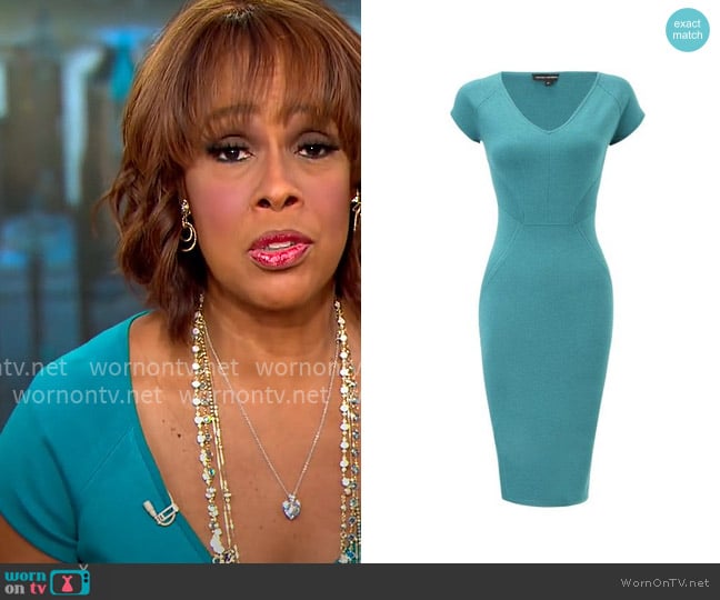 Narciso Rodriguez Silk Jersey Bodycon Dress worn by Gayle King on CBS Mornings