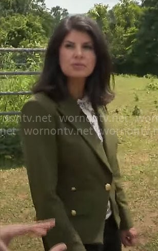 Natalie Brand’s green blazer on CBS Mornings