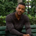 Nate’s black printed polo sweater on The Young and the Restless