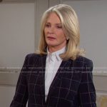 Marlena’s navy windowpane blazer on Days of our Lives