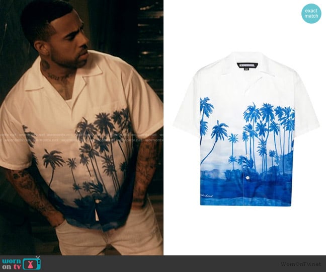 Neighborhood Palm Tree-print Shirt In White worn by Jamal (Vic Mensa) on The Chi