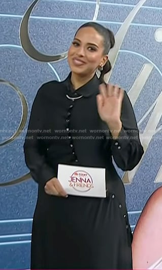 Nessa Diab's black asymmetric button shirtdress on Today