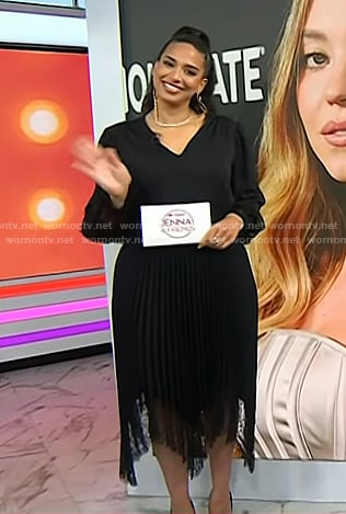 Nessa Diab’s black fringe hem dress on Today