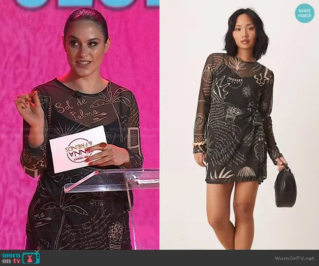 Never Fully Dressed  Mesh Mini Dress in black print worn by Donna Farizan on Today