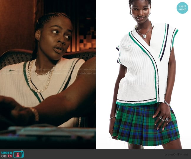 Nike Knitted vest in white and green worn by Brittany (Amari Noelle Ferguson) on The Chi