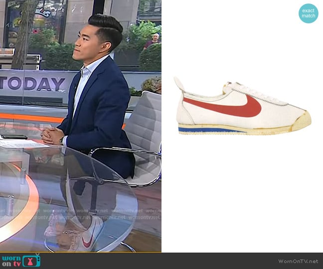 Nike Vintage Leather Cortez in White Red worn by Brian Cheung on Today