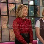 Nikki’s red rose print button down blouse on The Young and the Restless