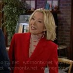 Nikki’s lips print turtleneck top and red suit on The Young and the Restless