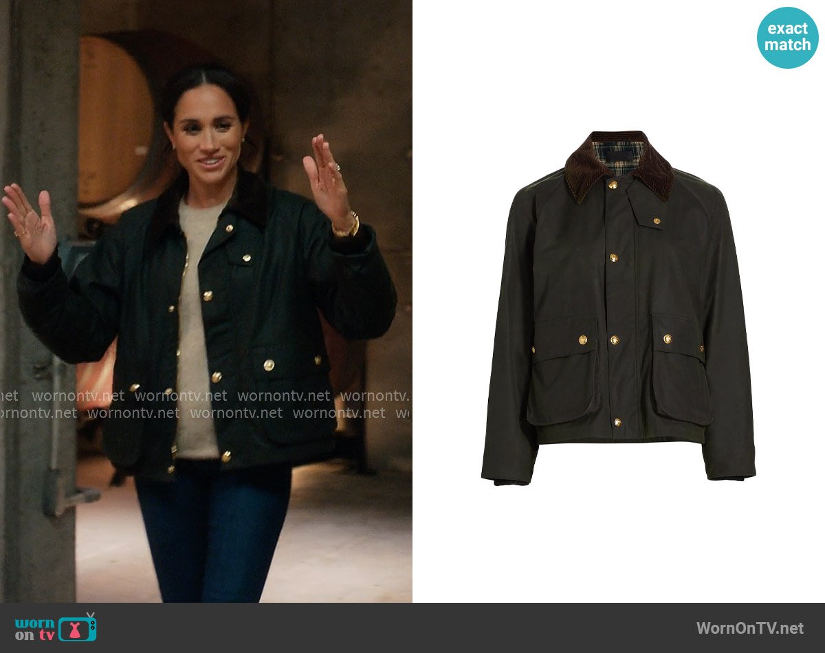 Nili Lotan Brinley Waxed Cotton Parka worn by Meghan Markle on With Love Meghan