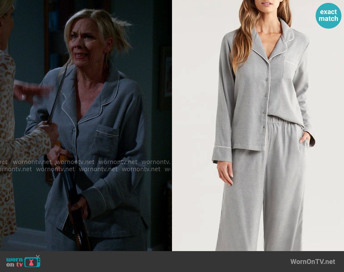 Nordstrom Cozy Cotton Blend Flannel Pajamas worn by Leanne Murphy (Leanne Morgan) on Leanne