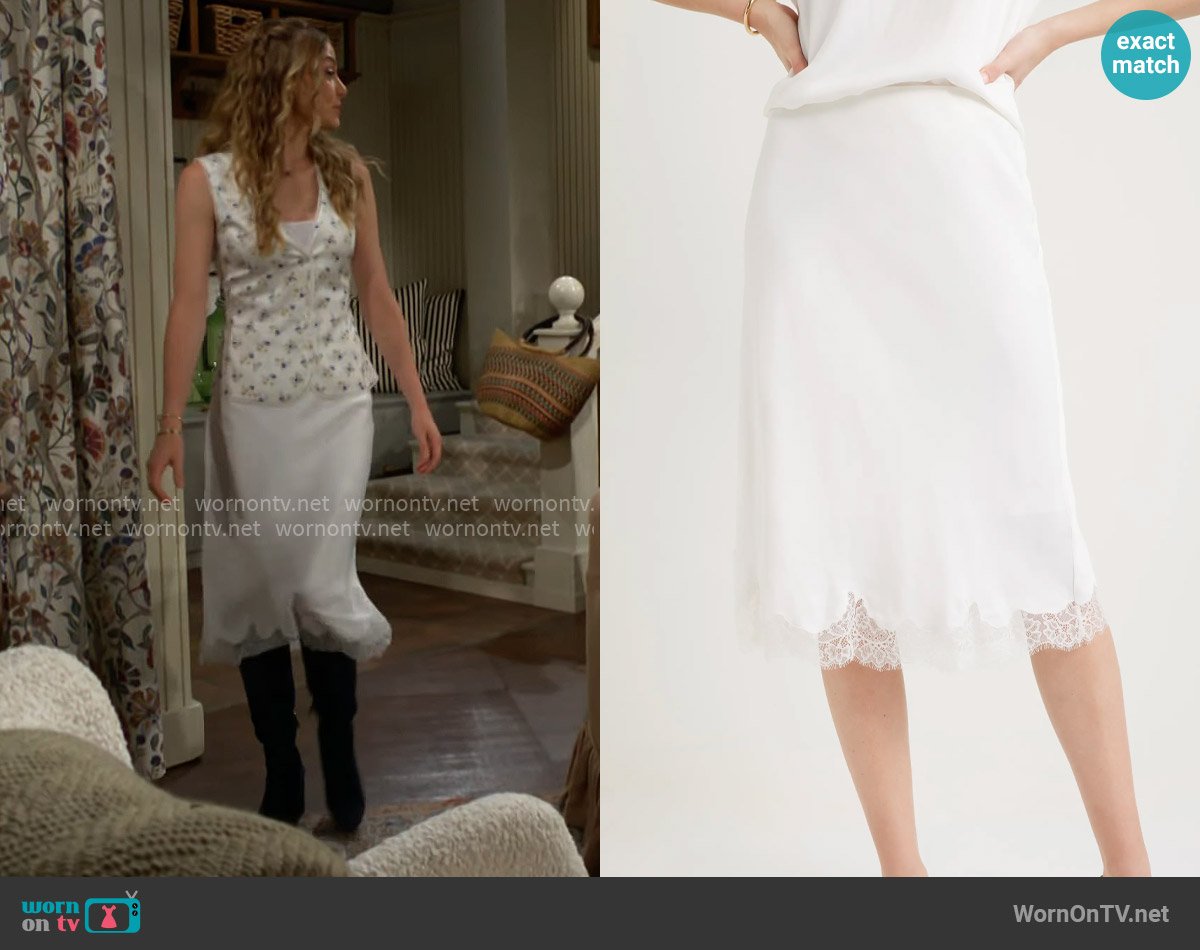Nordstrom Lace Trim Bias Cut Midi Skirt worn by Claire Grace (Hayley Erin) on The Young and the Restless