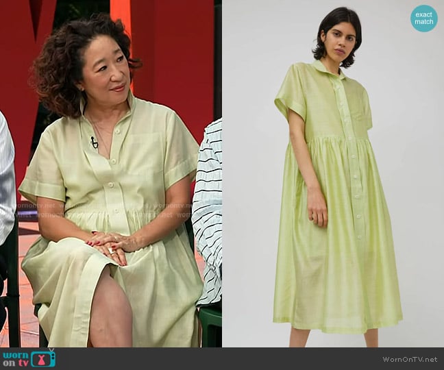 Nymane Stockholm Dress in Lime worn by Sandra Oh on Today