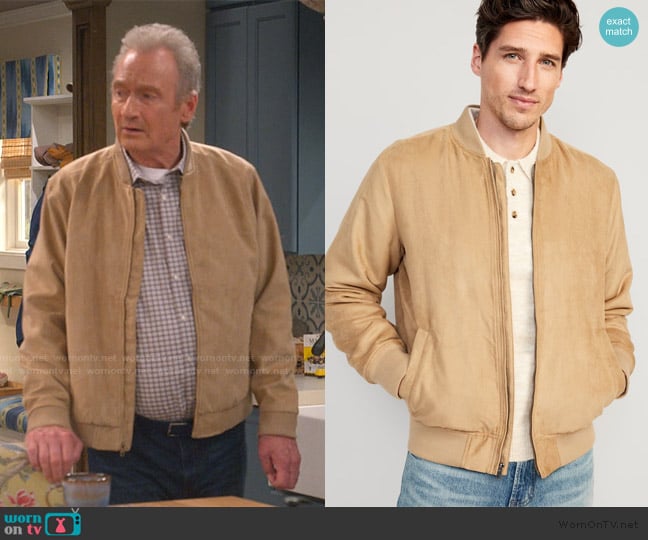 Old Navy Faux-Suede Bomber Jacket worn by Bill Murphy (Ryan Stiles) on Leanne