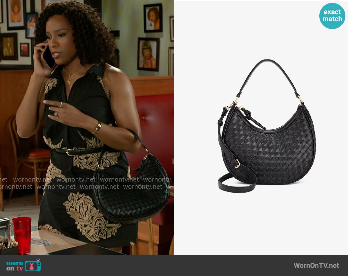 On 34th Woven Crossbody Hobo worn by Naomi Hamilton Hawthorne (Arielle Prepetit) on Beyond the Gates