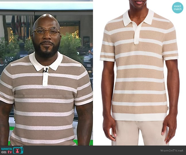 Onia Textured Knit Polo in Tan/white worn by Jeezy on Today