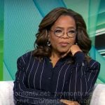 Oprah’s navy pinstripe polo top on CBS Mornings