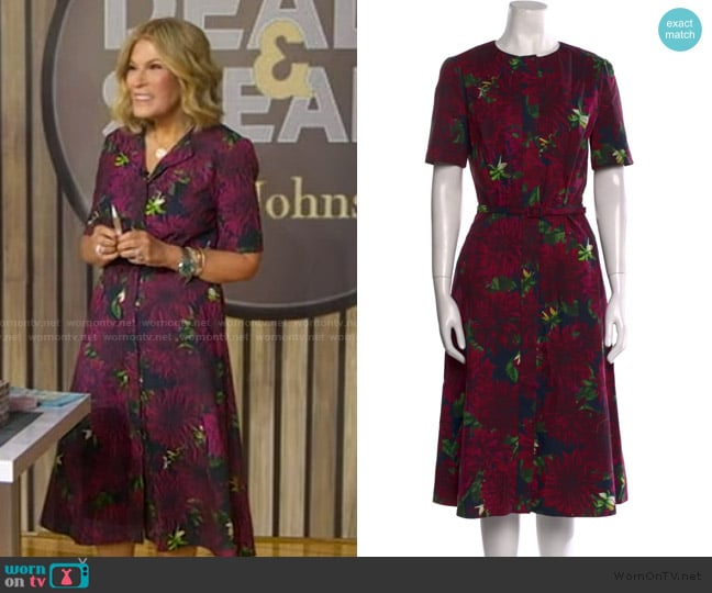 Oscar de la Renta Floral Print Midi Dress worn by Tory Johnson on Good Morning America