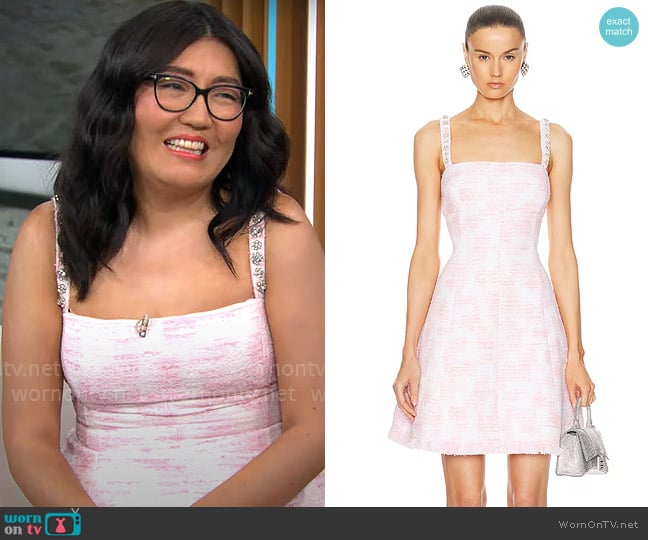 Oscar de la Renta Tweed Mini Dress worn by Jenny Han on CBS Mornings