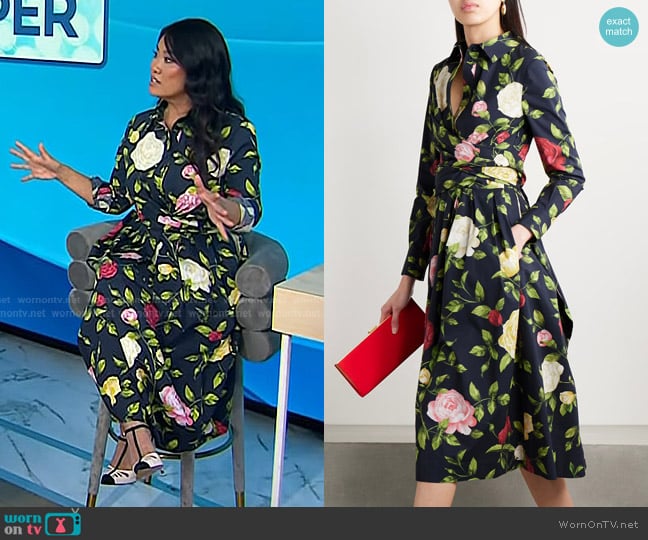 Oscar de la Renta Wrap-effect Floral-print Midi Dress worn by Dr. Sandra Lee on Today