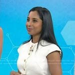 Dr. Roshini Rajapaksa’s white button front top on Today