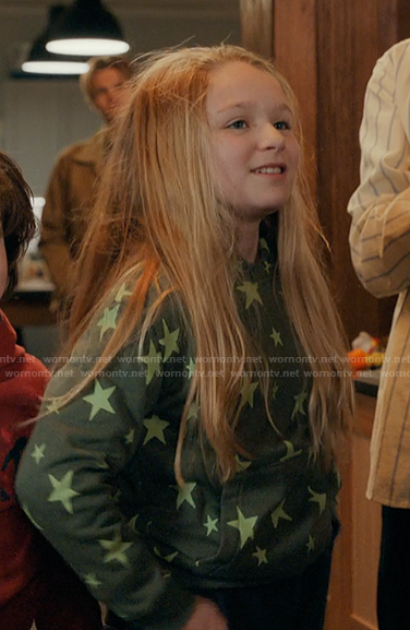 Parker's green star print hoodie on My Life with the Walter Boys