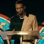 Pastor Zeke’s colorblock blazer on The Chi