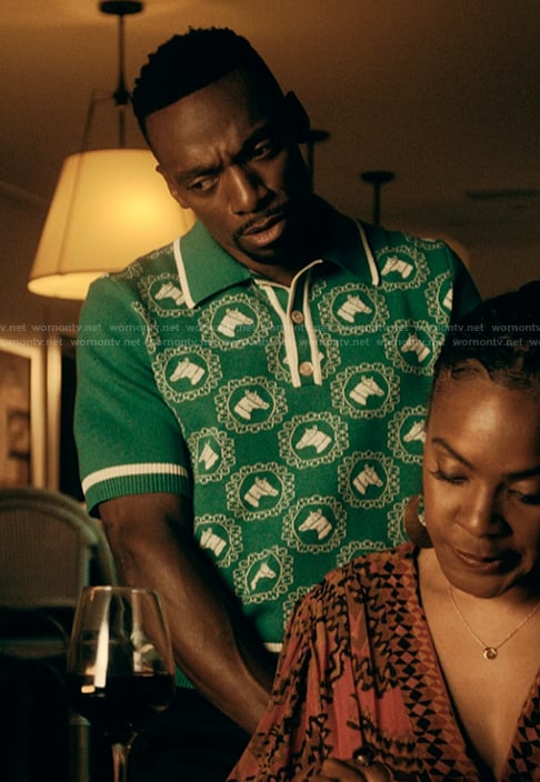 Pastor Zeke's green knit polo on The Chi
