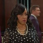 Paulina’s black polka dot chiffon dress on Days of our Lives