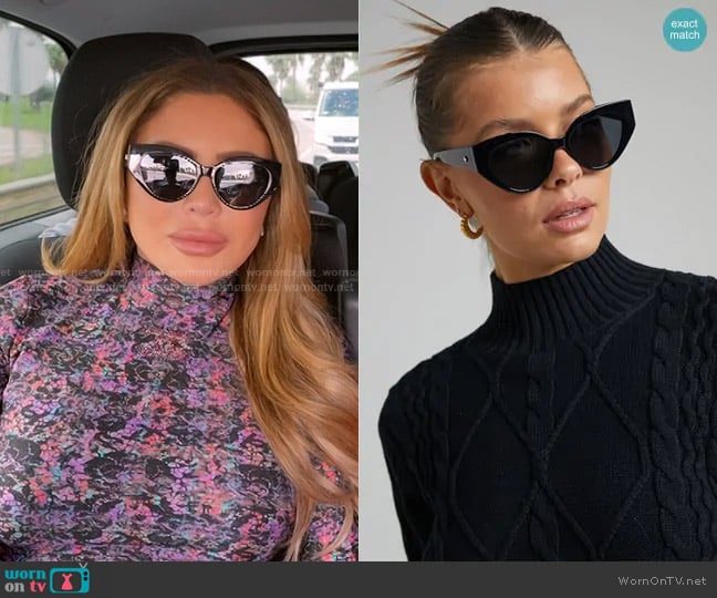 Peta & Jain Libertine Cat Eye Sunglasses in Black worn by Larsa Pippen (Larsa Pippen) on The Real Housewives of Miami