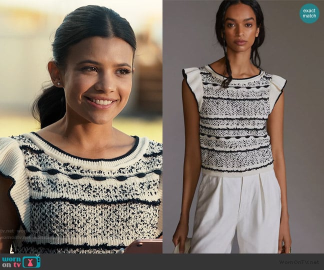 Pilcro Ruffle Sweater Tank worn by Jackie Howard (Nikki Rodriguez) on My Life with the Walter Boys