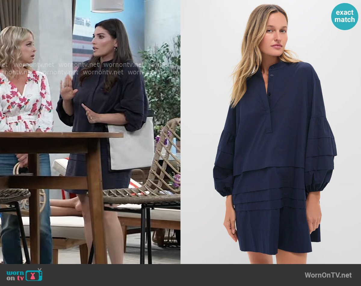 Pomander Place Chelsea Dress in Navy worn by Brook Lynn Quartermaine (Amanda Setton) on General Hospital