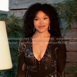 Portia’s black rhinestone embellished dress on General Hospital
