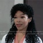 Portia’s coral v-neck top on General Hospital