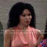 Portia’s coral v-neck top on General Hospital