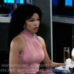 Portia’s pink crossed neckline dress on General Hospital