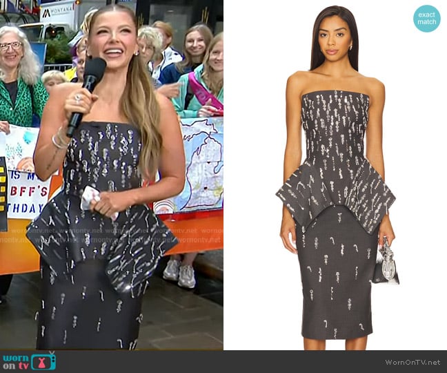 Prabal Gurung Corset Strapless Panier Top and Skirt in Grey worn by Ariana Madix on Today