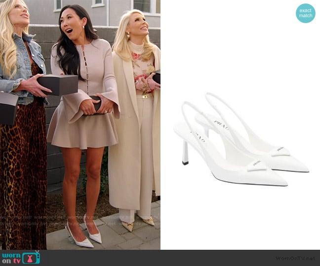 Prada Brushed Leather Slingback Pumps worn by Katie Ginella on The Real Housewives of Orange County